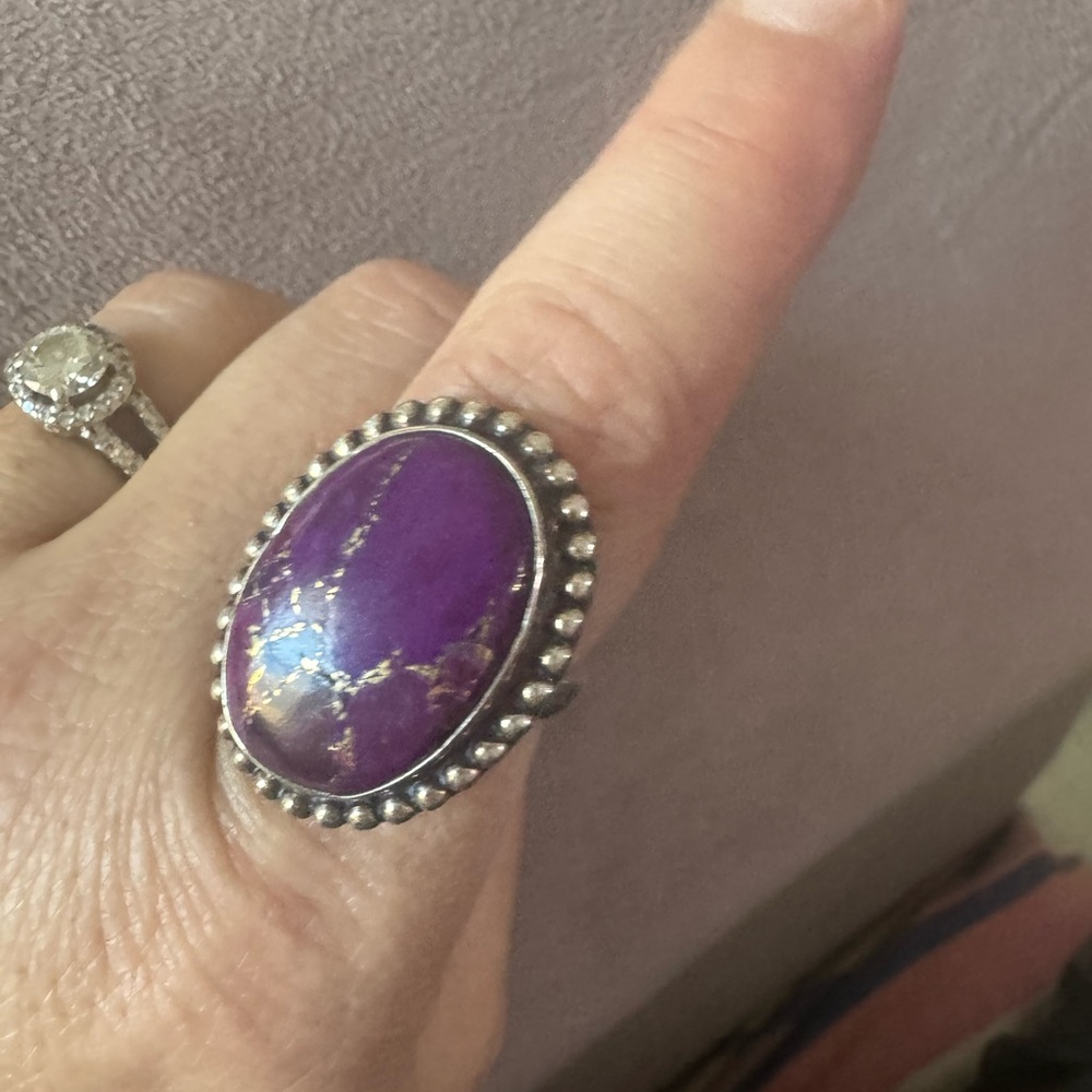 Dyed Purple with copper Ring 925 stamped.